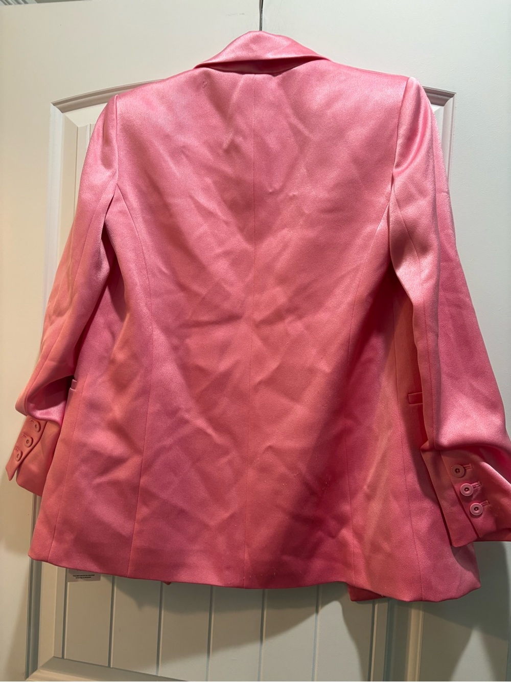 Alice + Olivia Shiny Pink Satin Single-Button Blazer - Picture 6 of 6